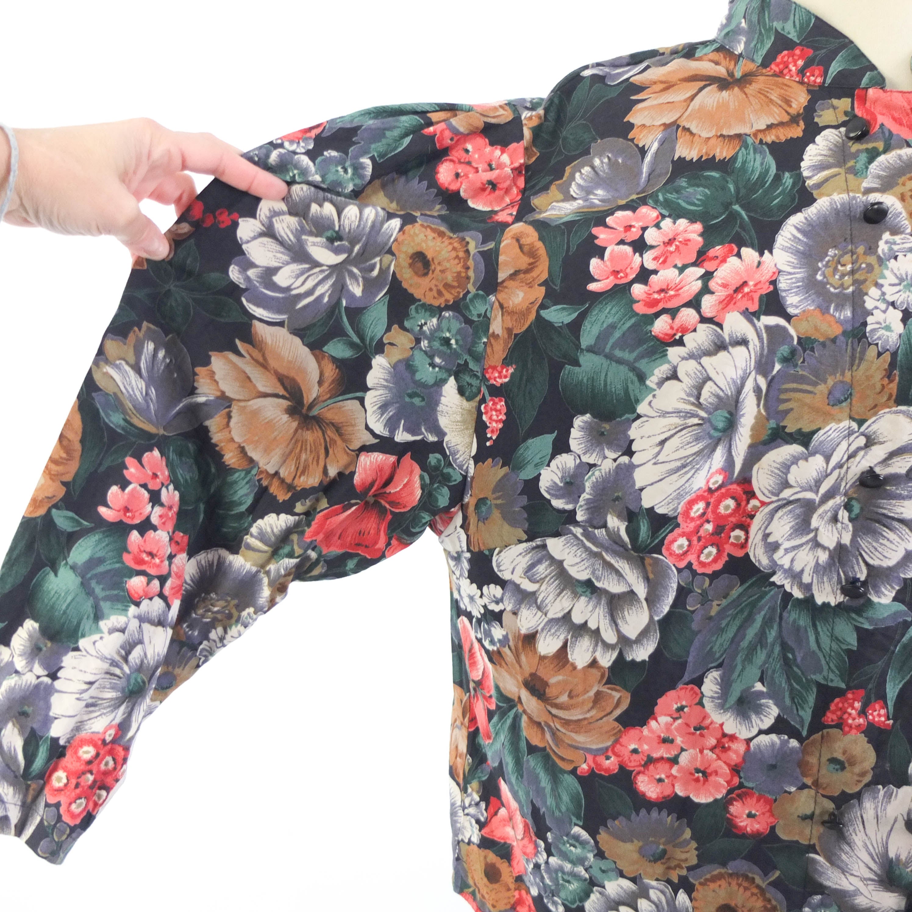 Vintage 80s floral puff sleeve blouse - Size XL/2XL RebecaVintageShop