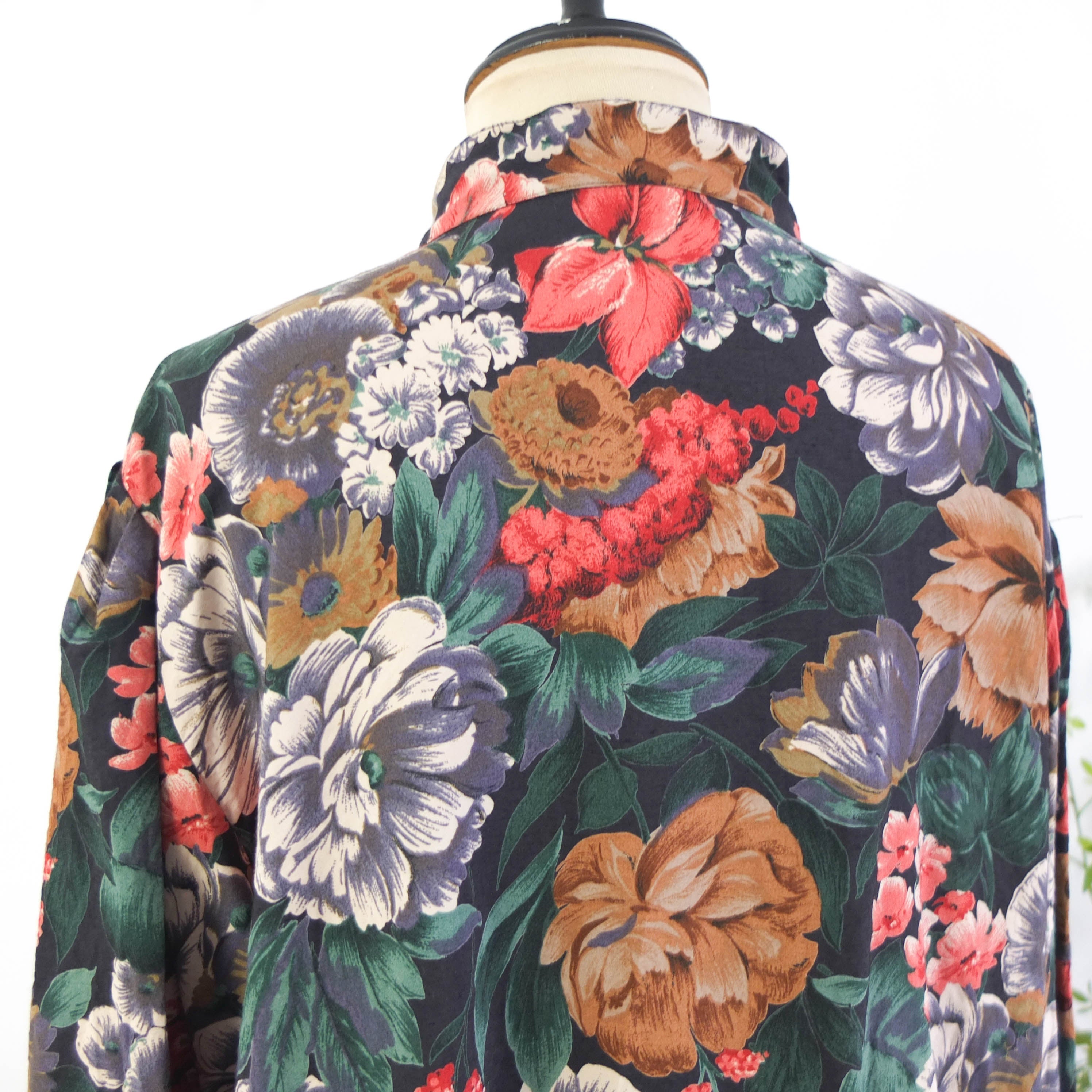 Vintage 80s floral puff sleeve blouse - Size XL/2XL RebecaVintageShop