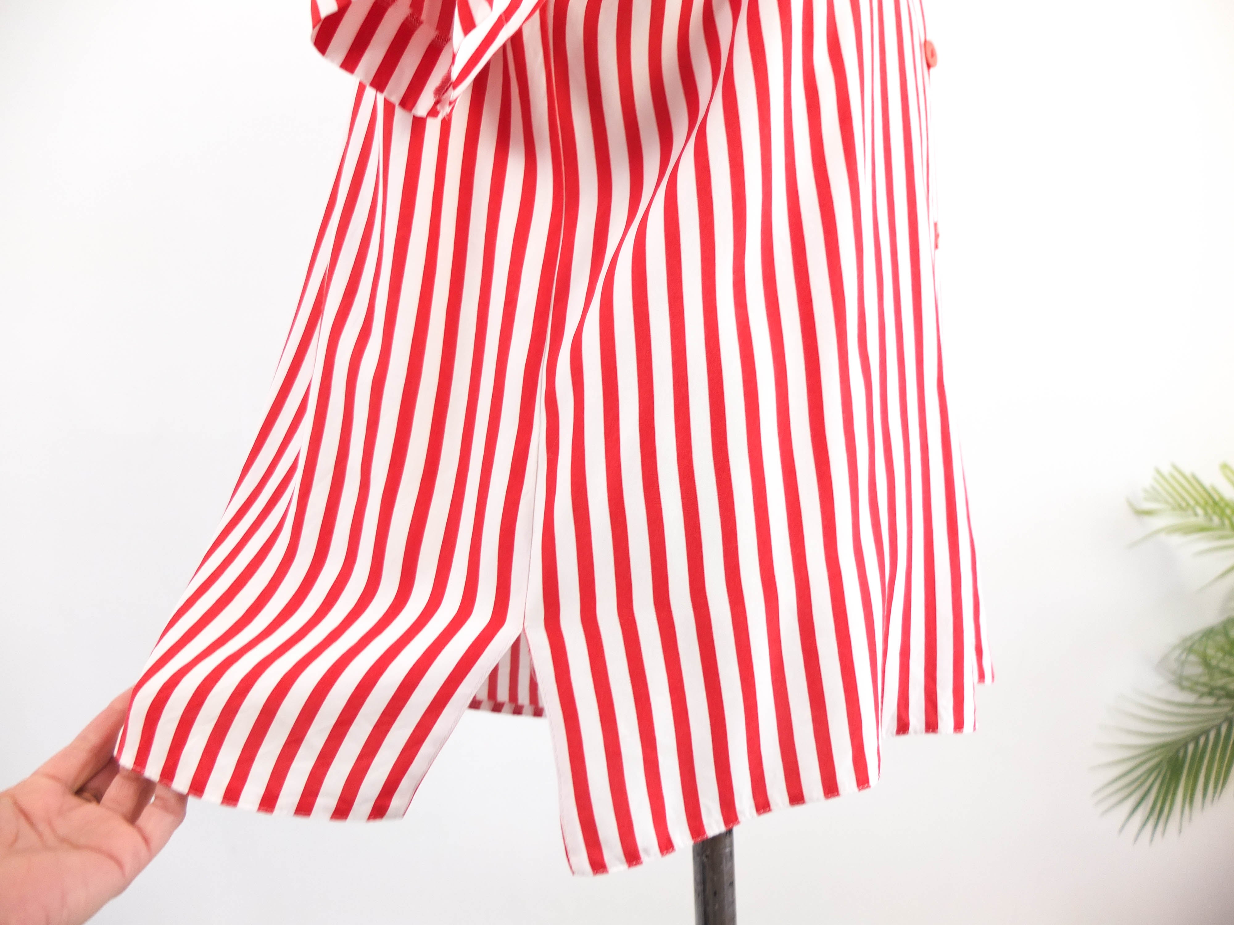 Vintage 80s red striped sailor collared blouse - Size M/L