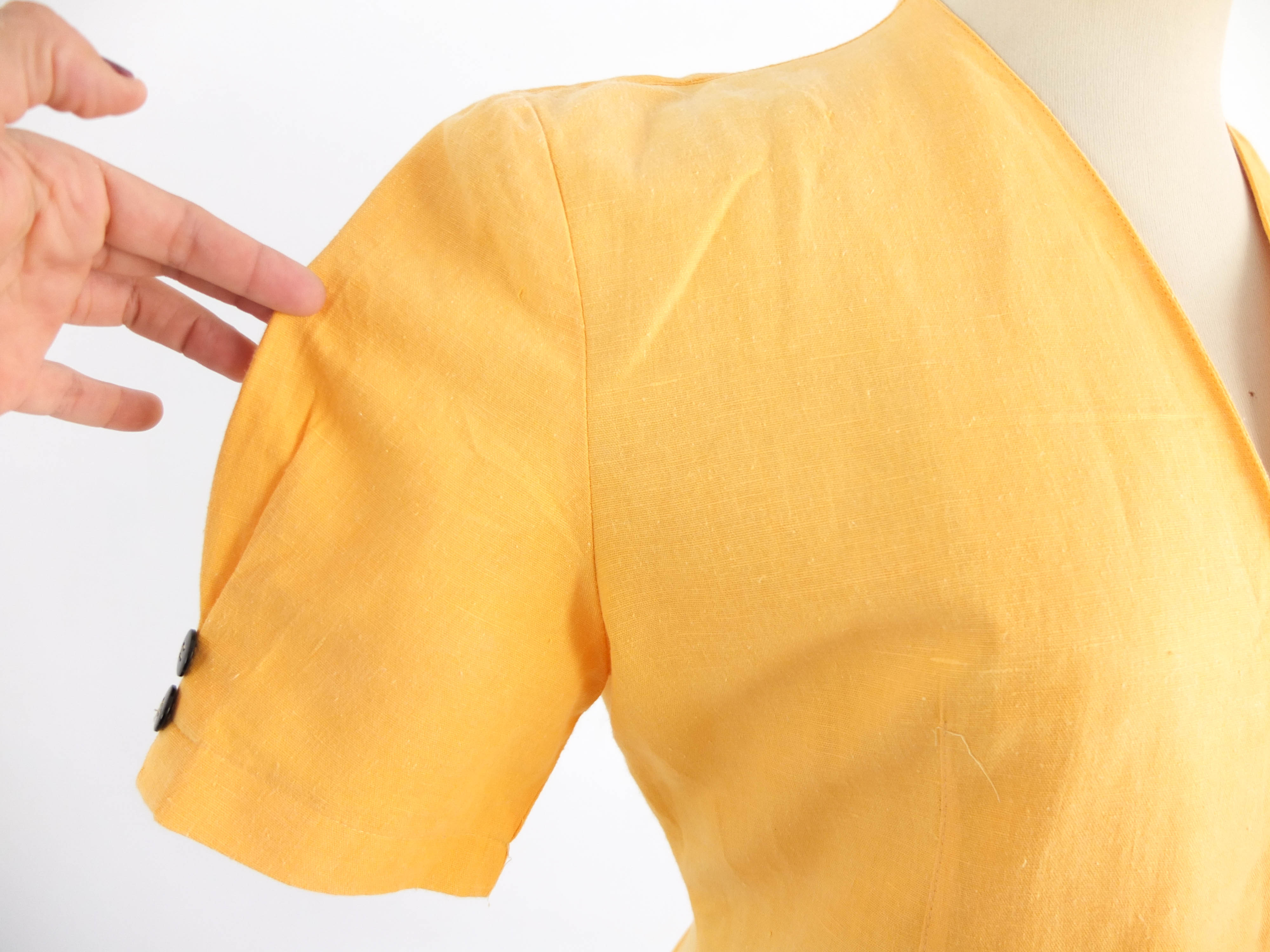 Vintage 90s yellow double breasted mini dress - Size L