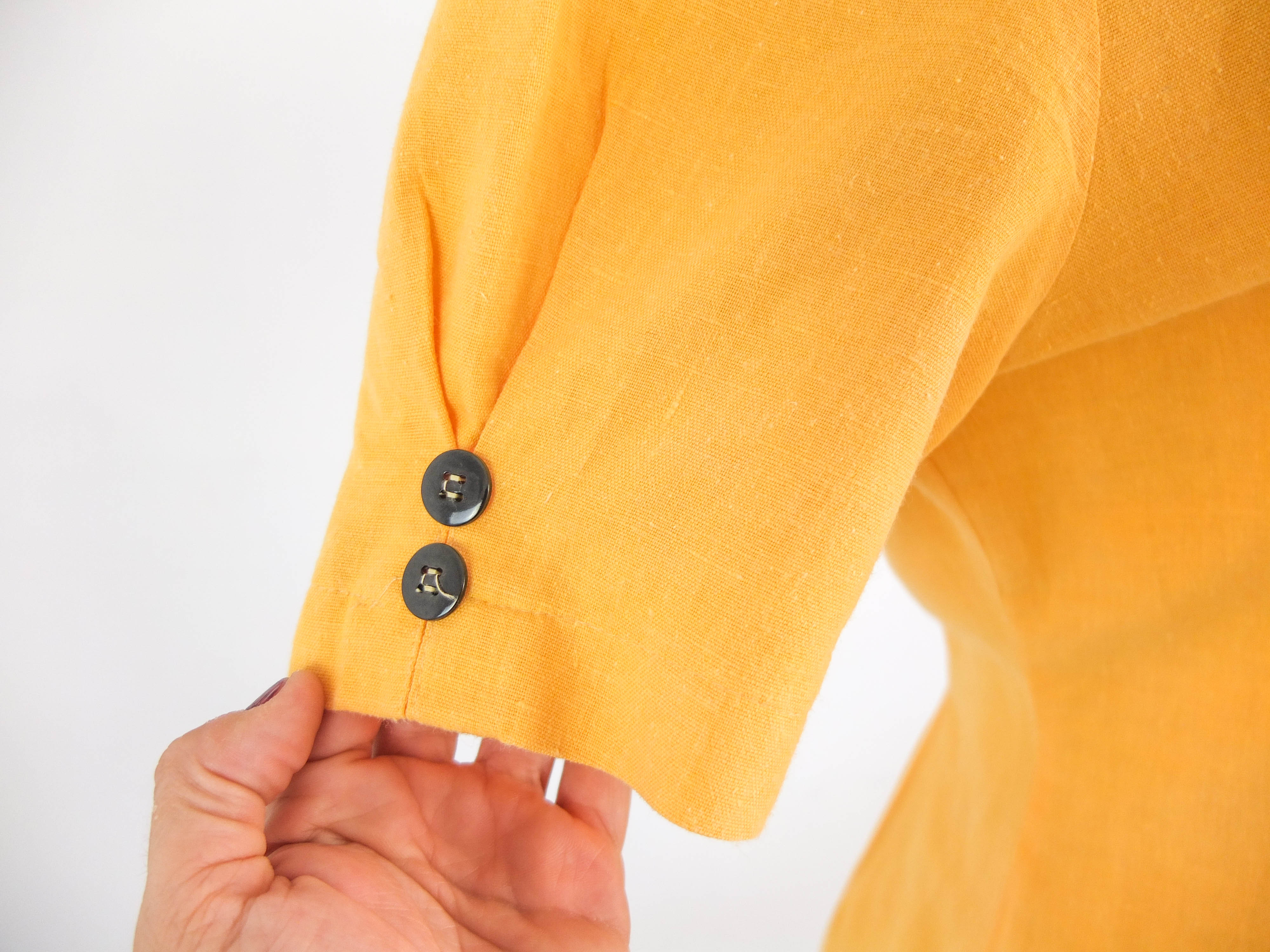 Vintage 90s yellow double breasted mini dress - Size L