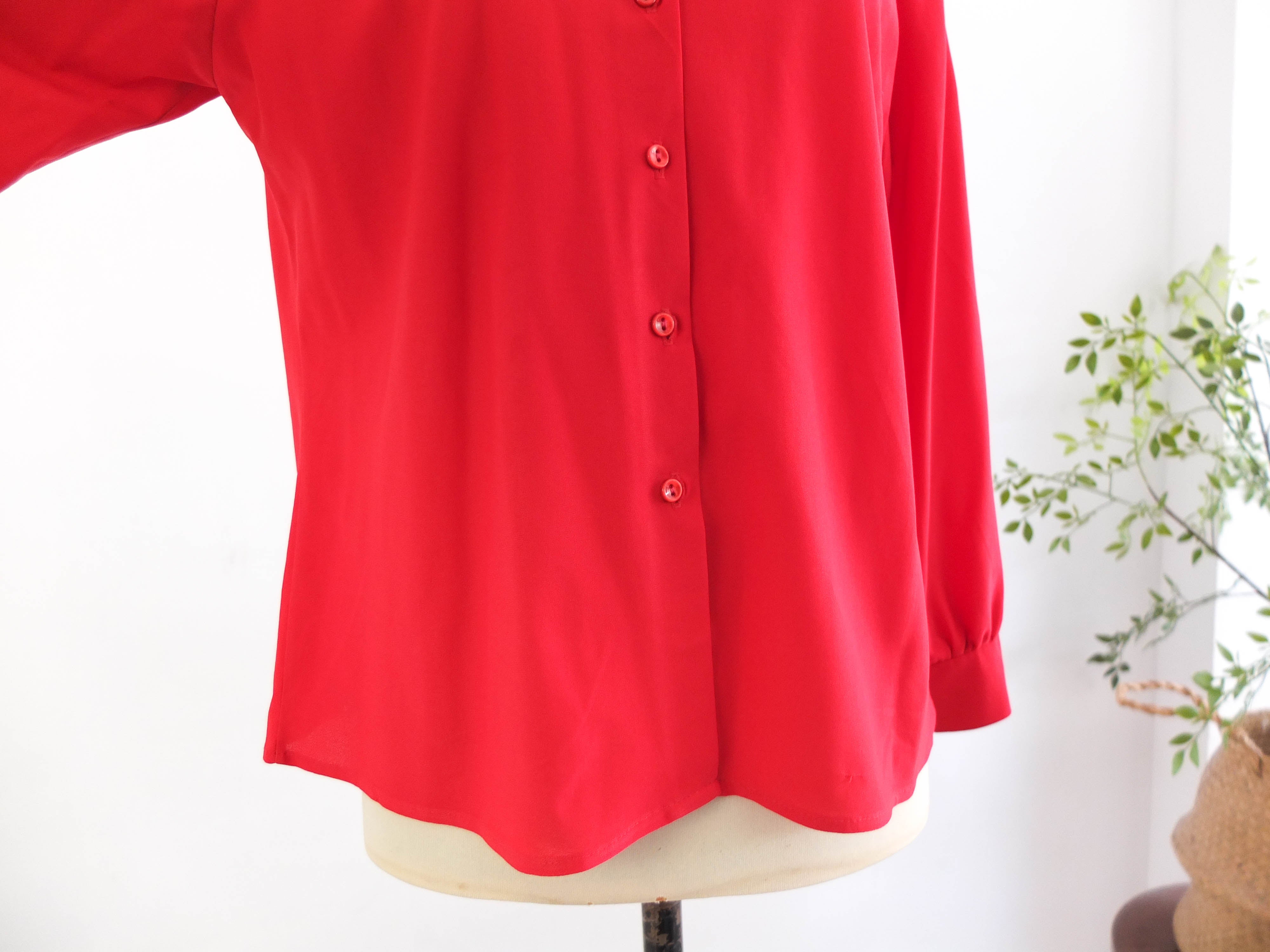 70s red button down shirt with long sleeve - Size M L RebecaVintageShop