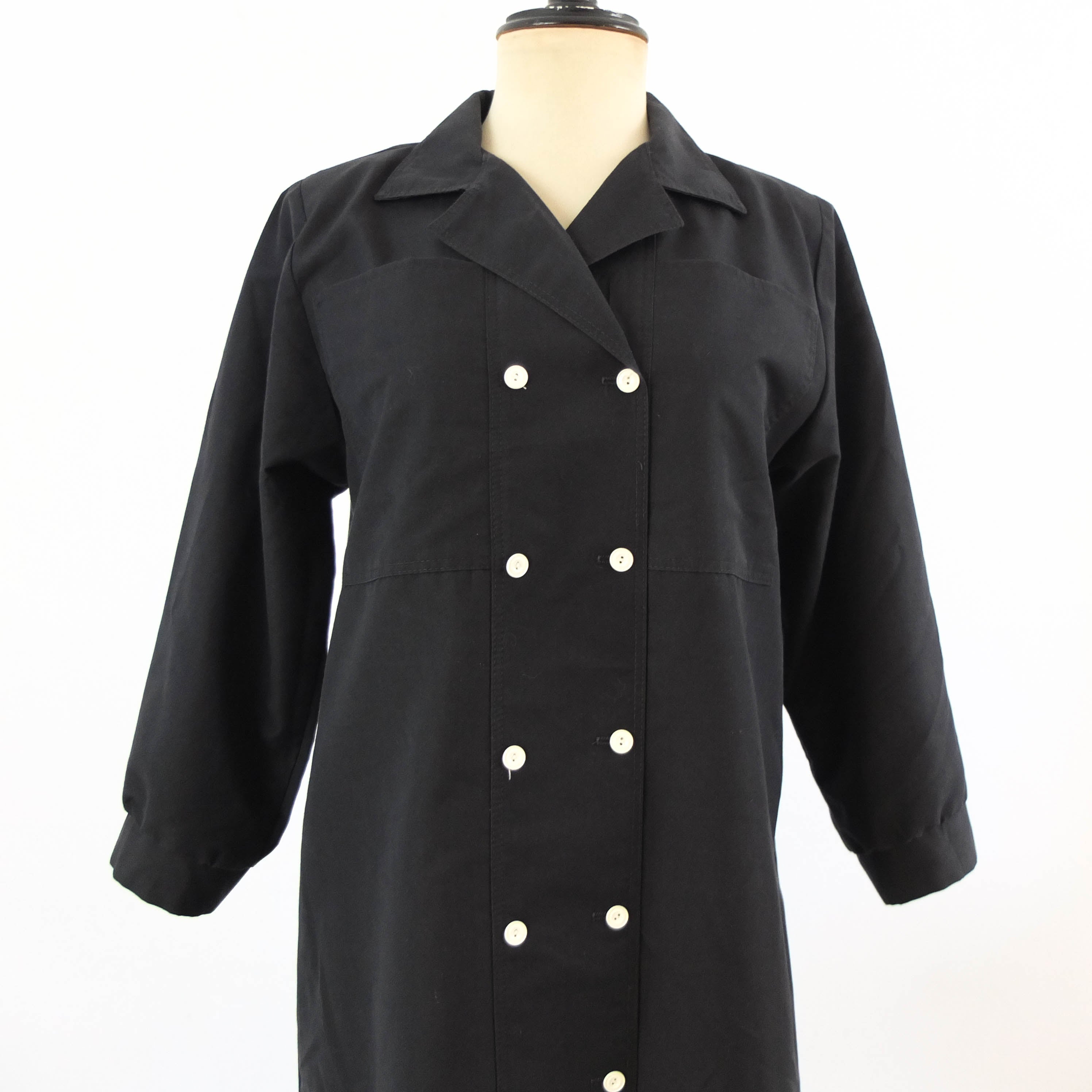 Vestido midi negro 80s vintage RebecaVintageShop