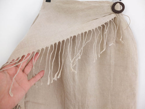 Vintage western linen suit skirt with fringe  - XS / S