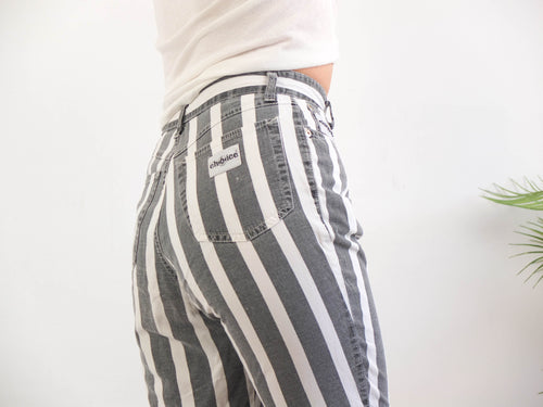 Vintage 80er gestreifte Jeansshorts - M