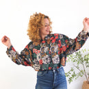Vintage 80s floral puff sleeve blouse - Size XL/2XL RebecaVintageShop