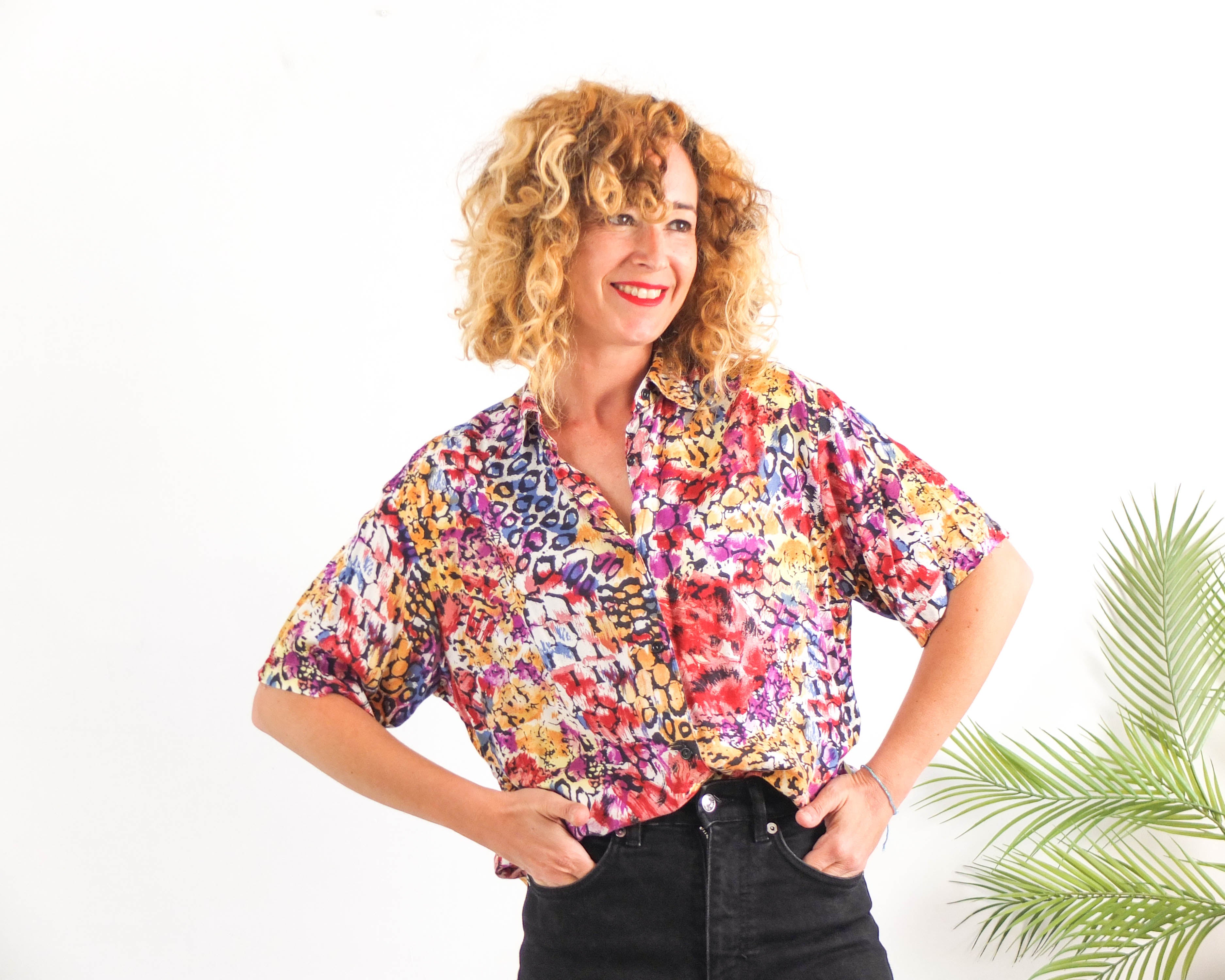 Camisa oversized abstracta vintage 80s - M