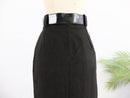 Falda midi negra de tubo con cinturon vintage 80s RebecaVintageShop