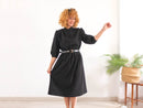 vestido midi negro 80s