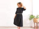 Vestido negro midi vintage 80s RebecaVintageShop