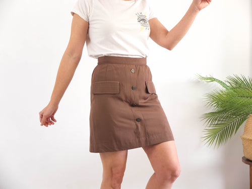 90s Brown Mini Skirt - Size M