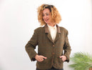 blazer cuadros verde de lana vintage 80s 90s para mujer