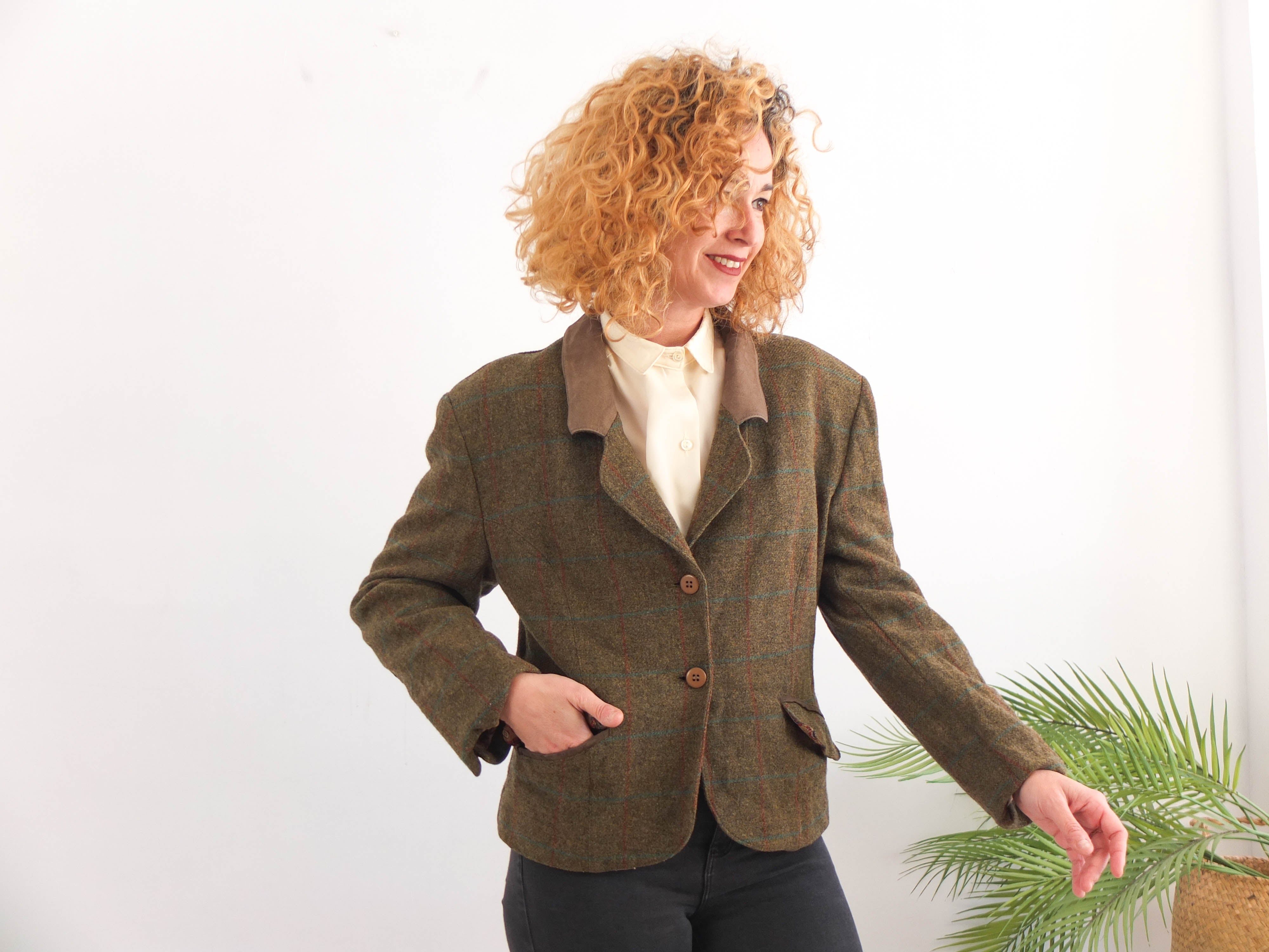 Blazer de Cuadros Verde en Lana Vintage - L RebecaVintageShop