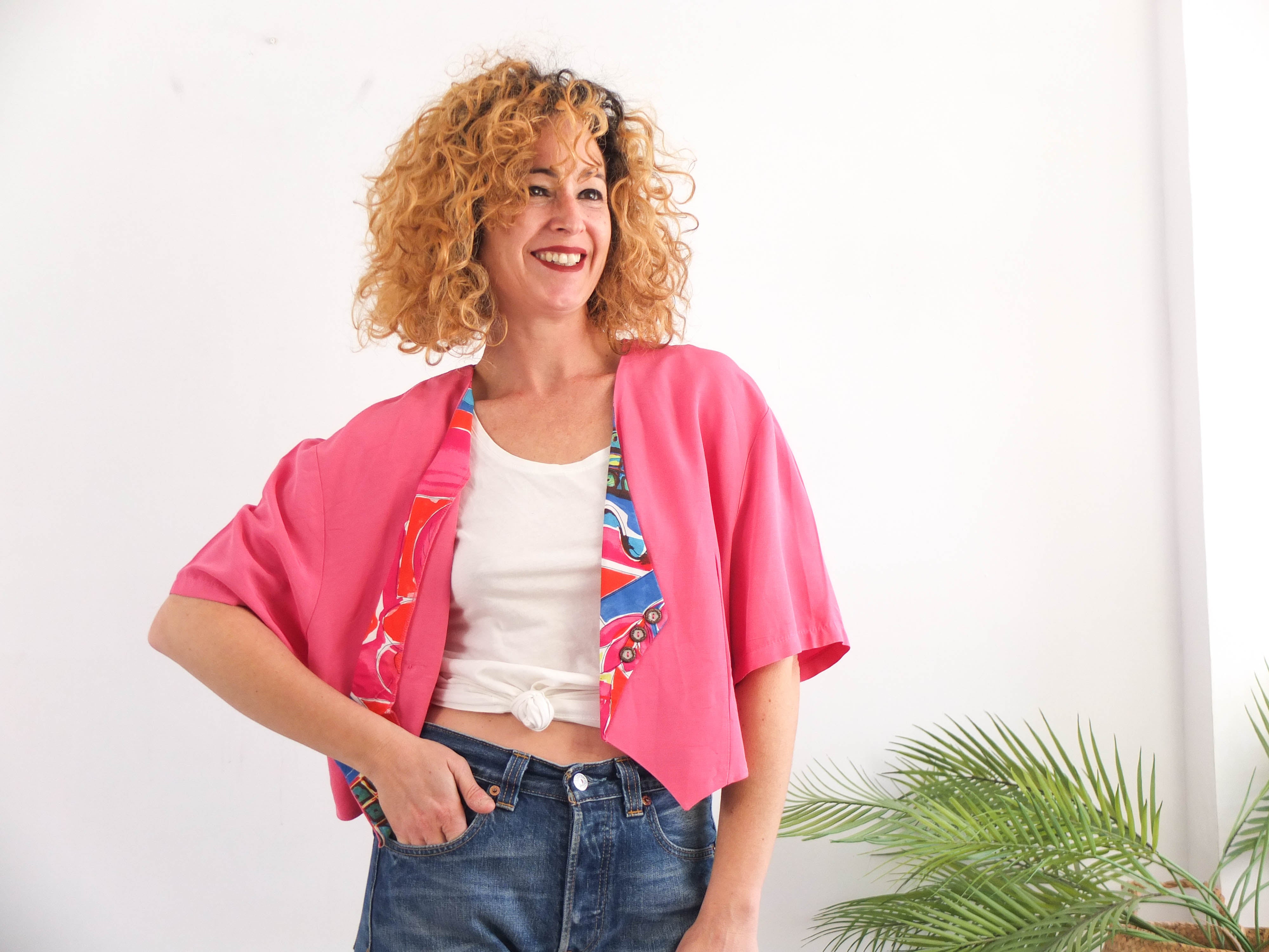 Chaqueta corta retro 80s vintage rosa