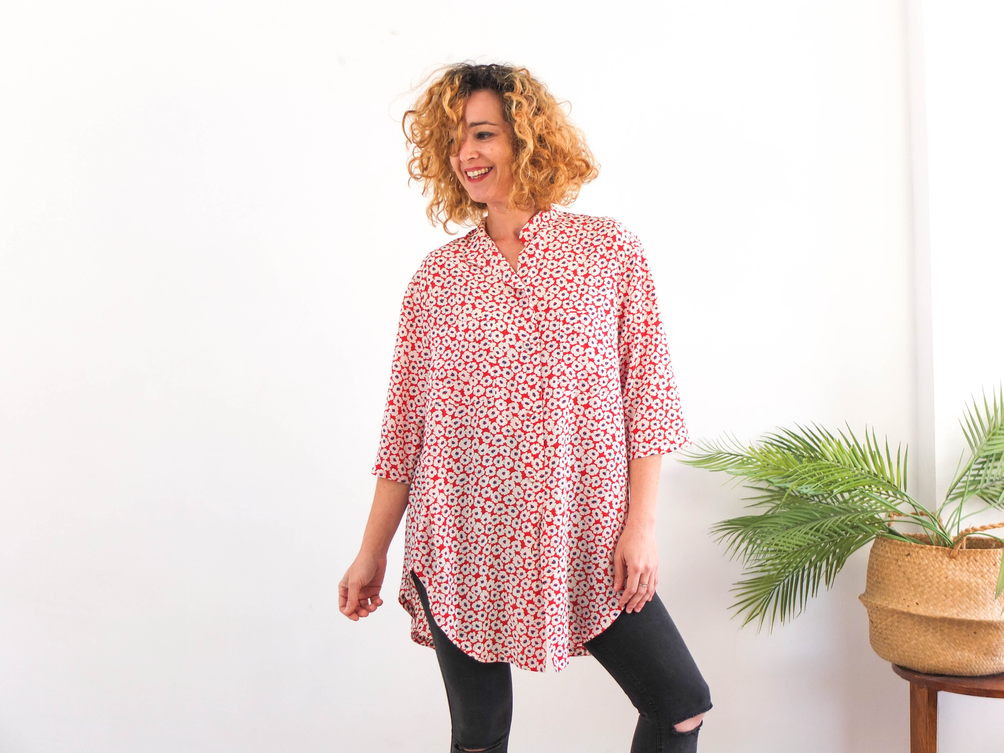 Camisa oversized de flores vintage 80s