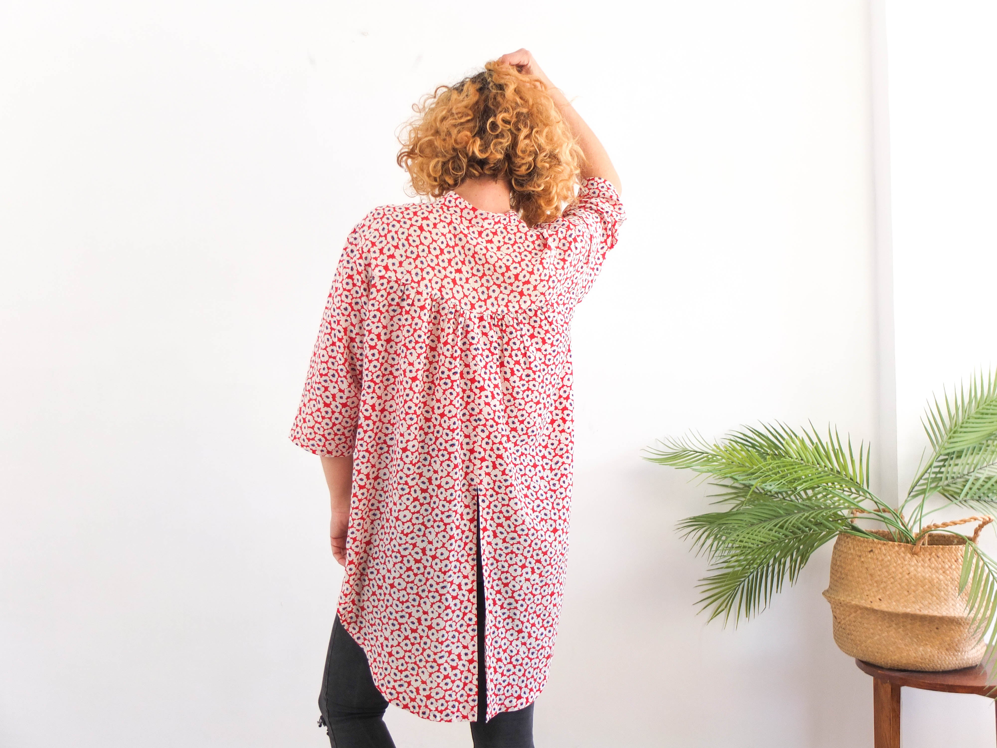 Camisa oversized de flores vintage 80s