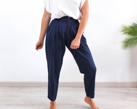 Pantalón plisado azul marino 80s vintage - XS RebecaVintageShop