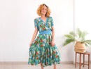 vestido de seda floral vintage 80s talla L/XL para mujer