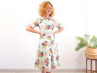 Vestido camisero 70s vintage de flores - Talla M