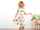 Vestido camisero 70s vintage de flores - Talla M