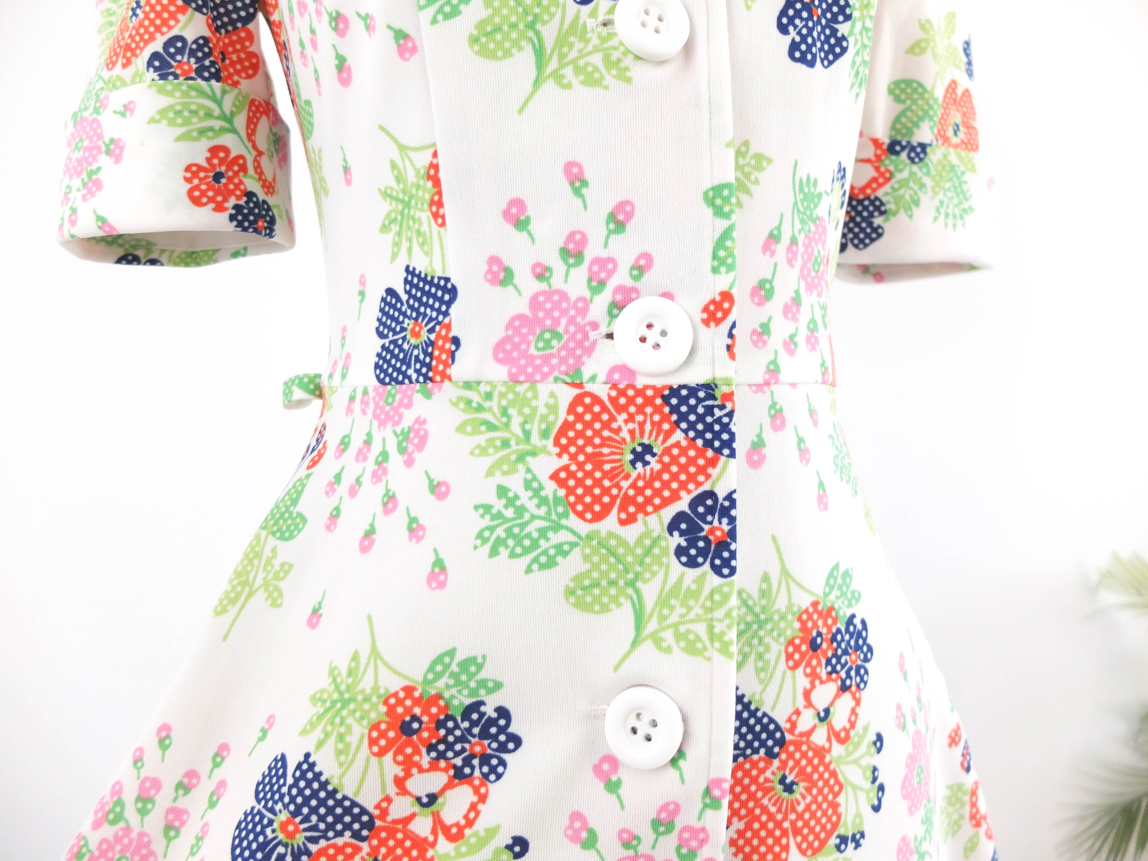 Vestido camisero 70s vintage de flores - Talla M