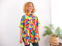 camisa estampada de colores vintage de los 90s para mujer