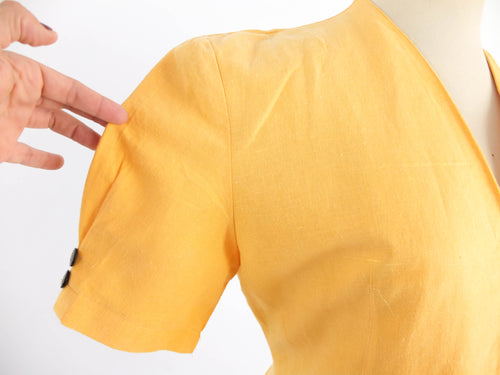 Vintage 90s yellow double breasted mini dress - Size L