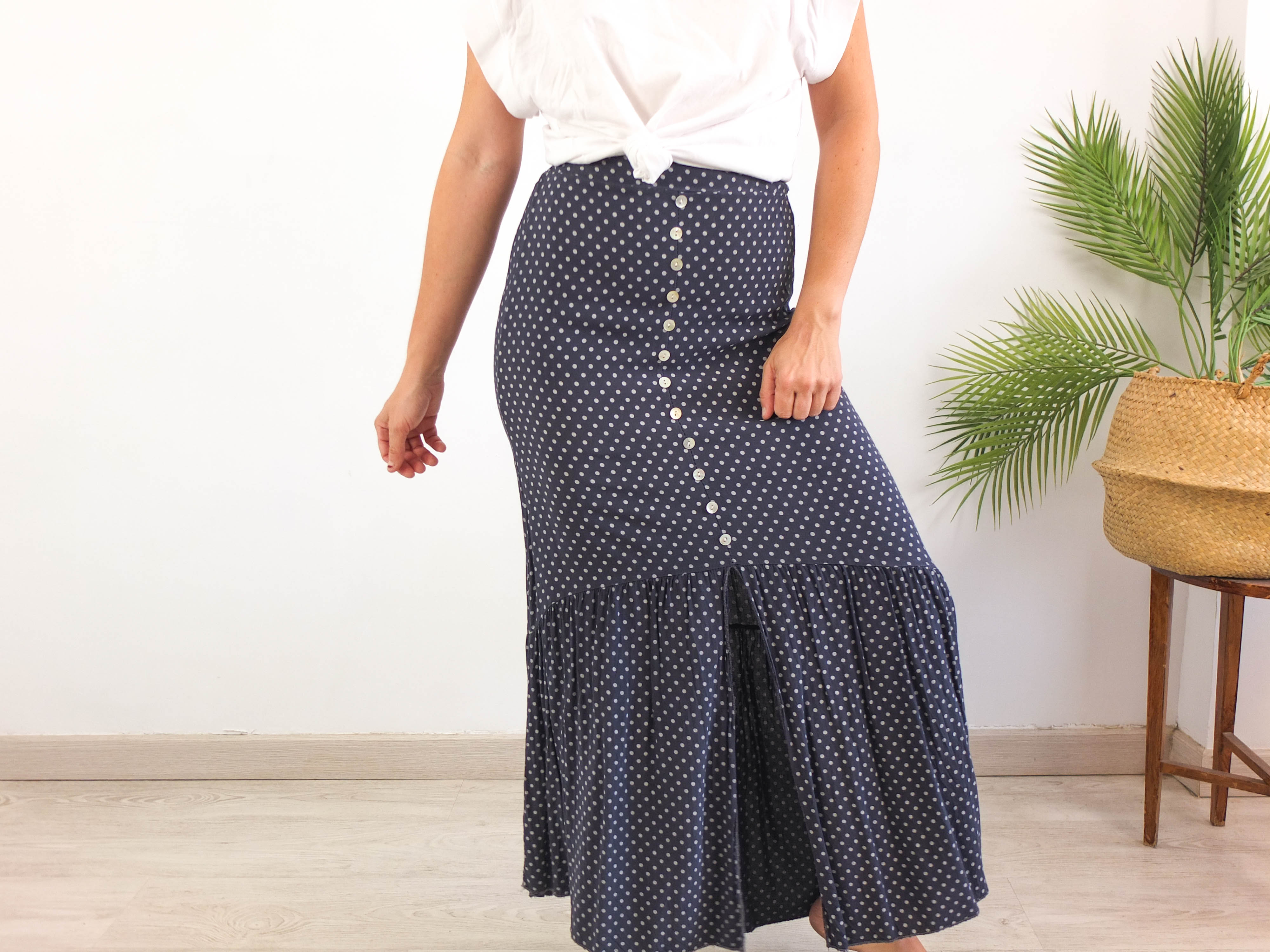 Maxi falda de lunares 90s vintage - Talla M