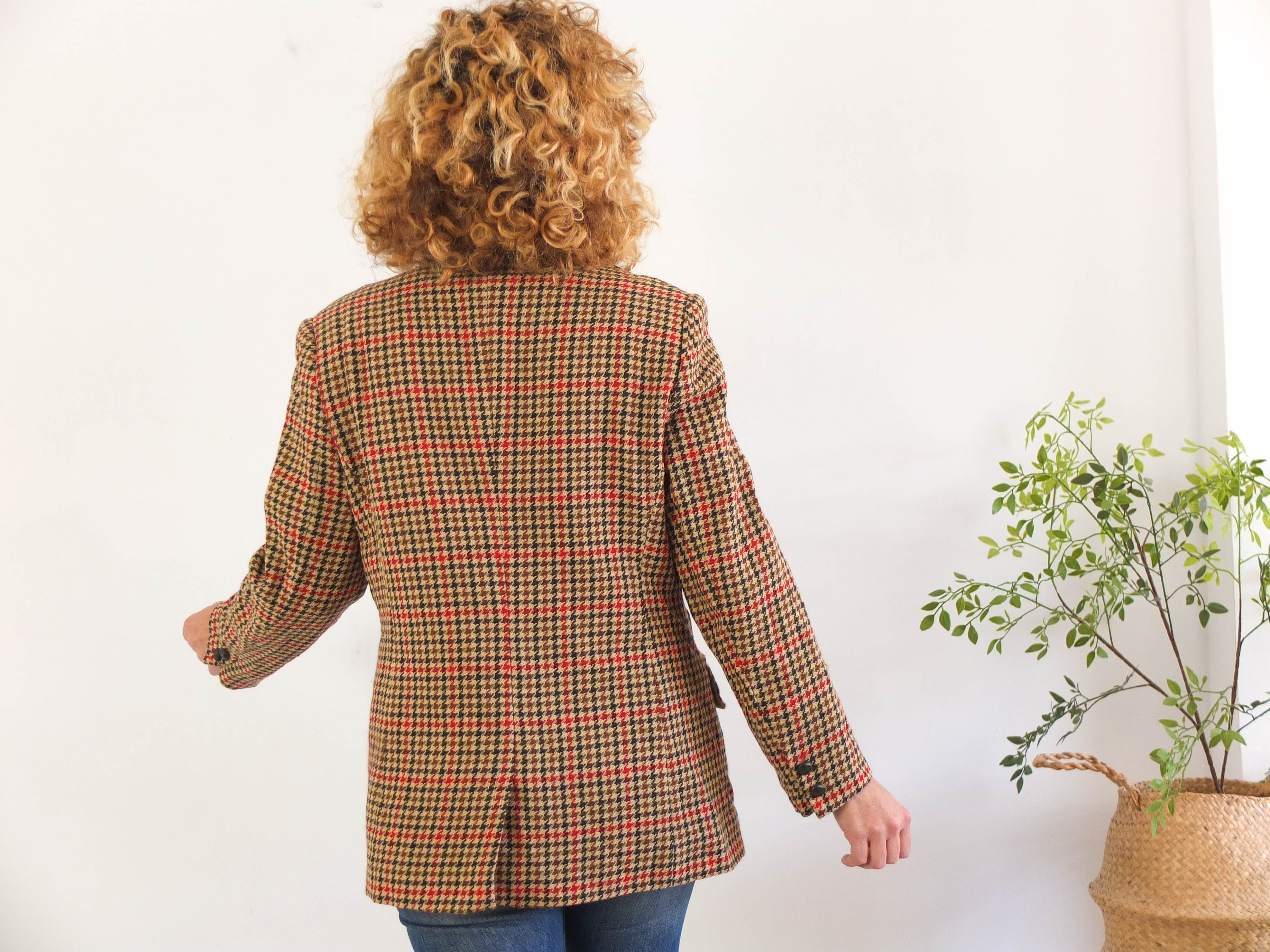 Blazer cuadros oversized 90s vintage de lana - M/L