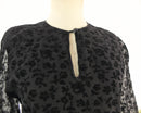 Vestido mini negro 60s con flores de terciopelo RebecaVintageShop