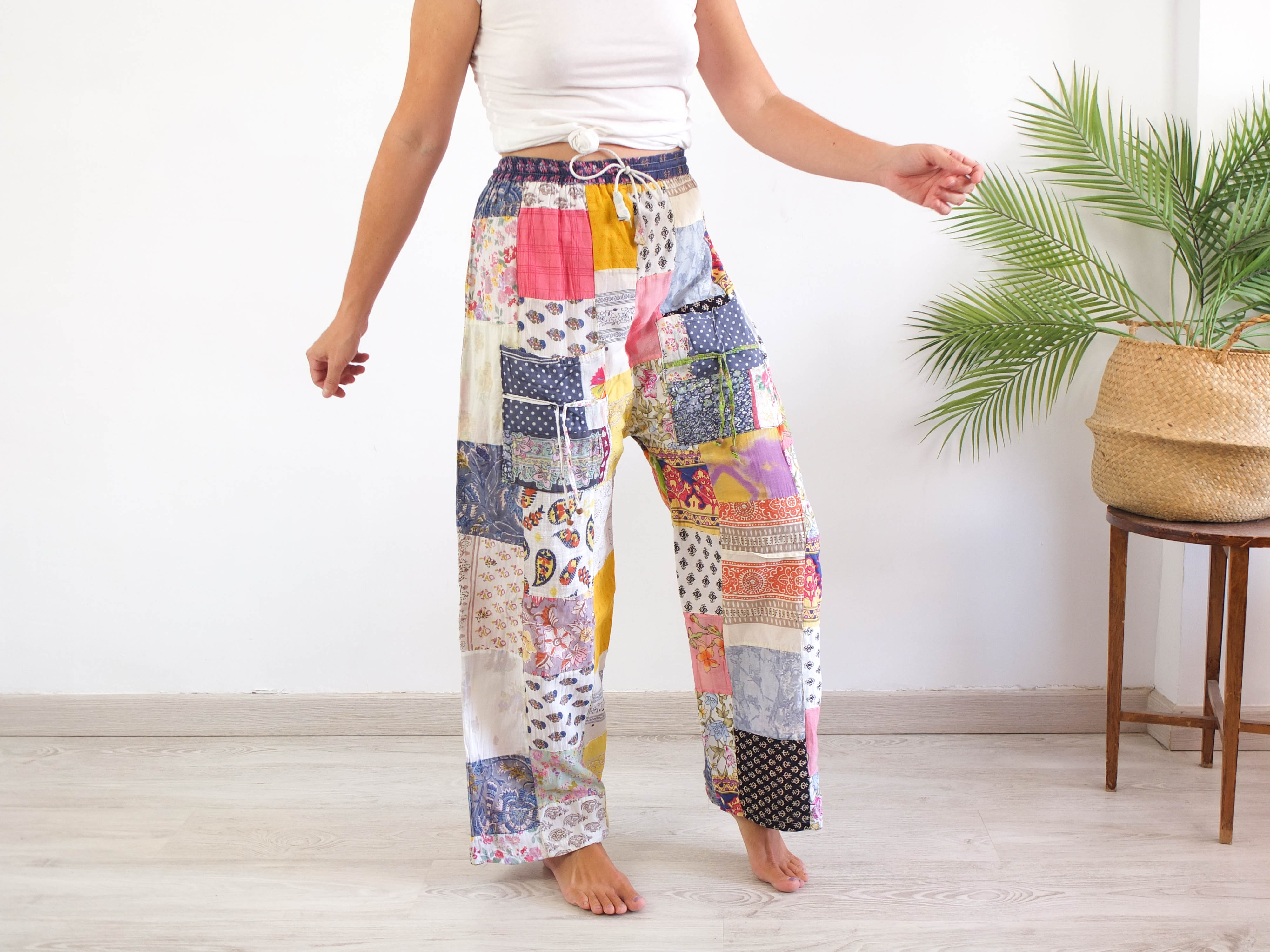 Pantalón hippie patchwork vintage - Talla Unica