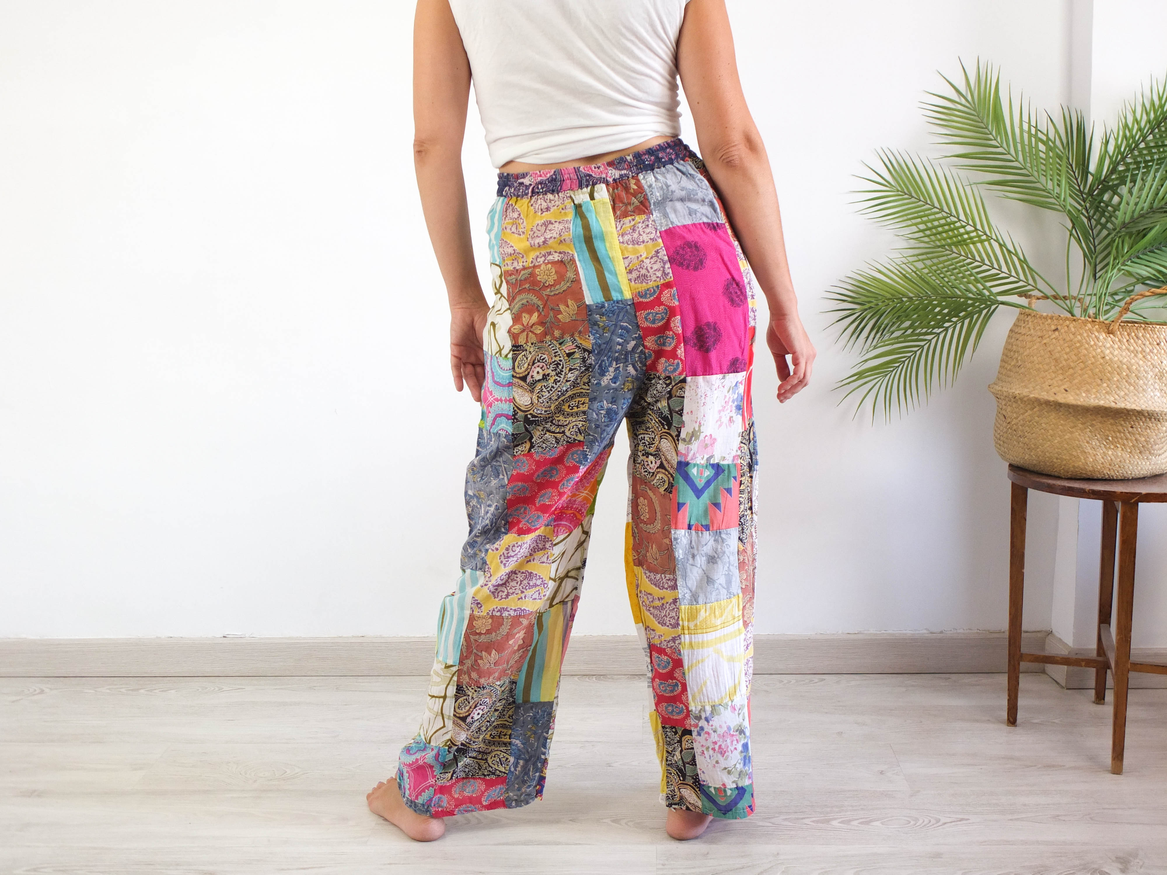 Pantalón hippie patchwork vintage - Talla Unica