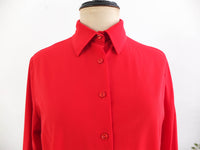 70s red button down shirt with long sleeve - Size M L RebecaVintageShop