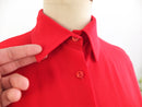 70s red button down shirt with long sleeve - Size M L RebecaVintageShop