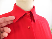 70s red button down shirt with long sleeve - Size M L RebecaVintageShop