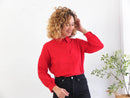 70s red button down shirt with long sleeve - Size M L RebecaVintageShop