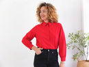 70s red button down shirt with long sleeve - Size M L RebecaVintageShop