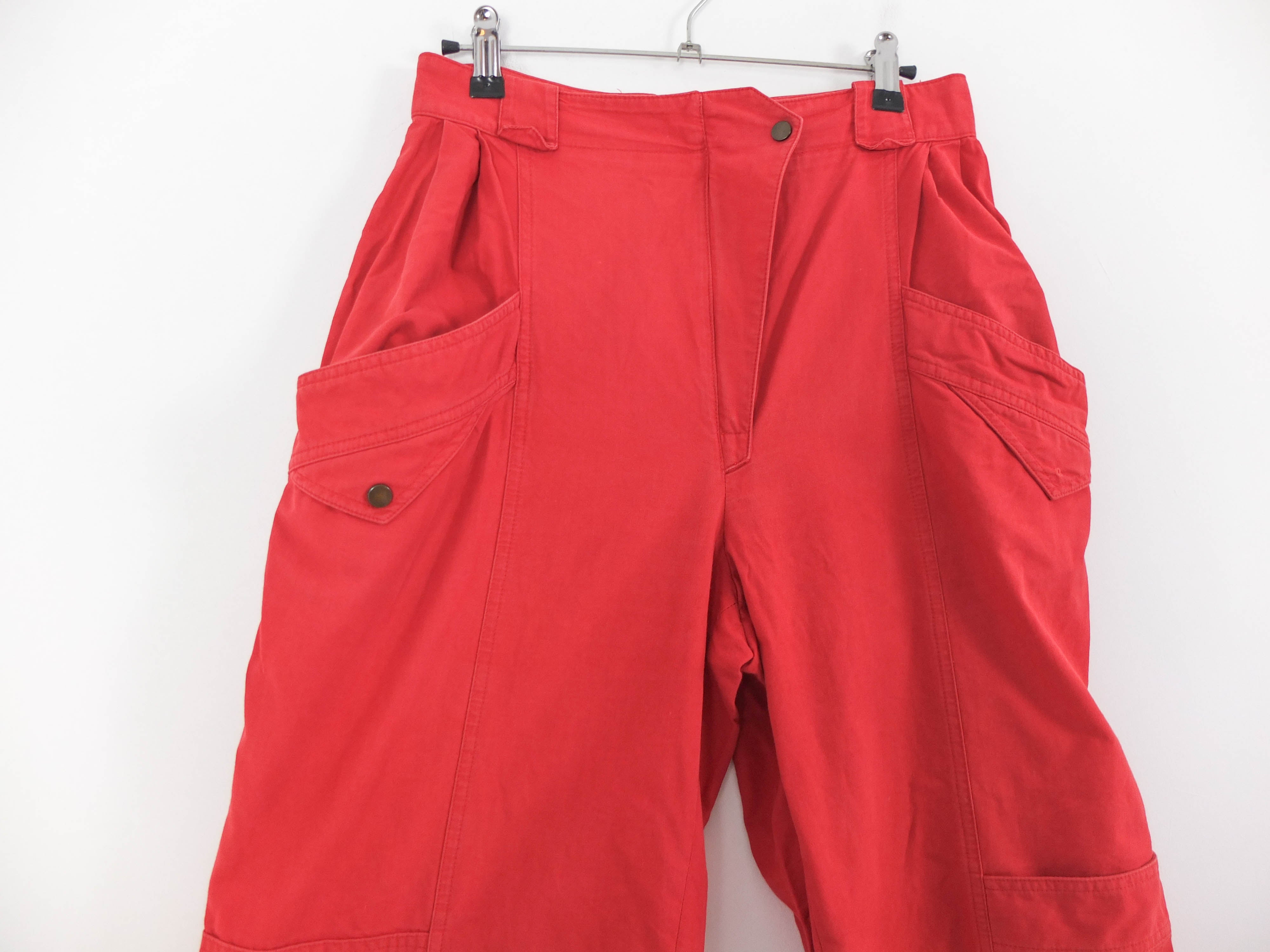 Pantalón de cintura alta rojo 80s vintage de  Burberrys