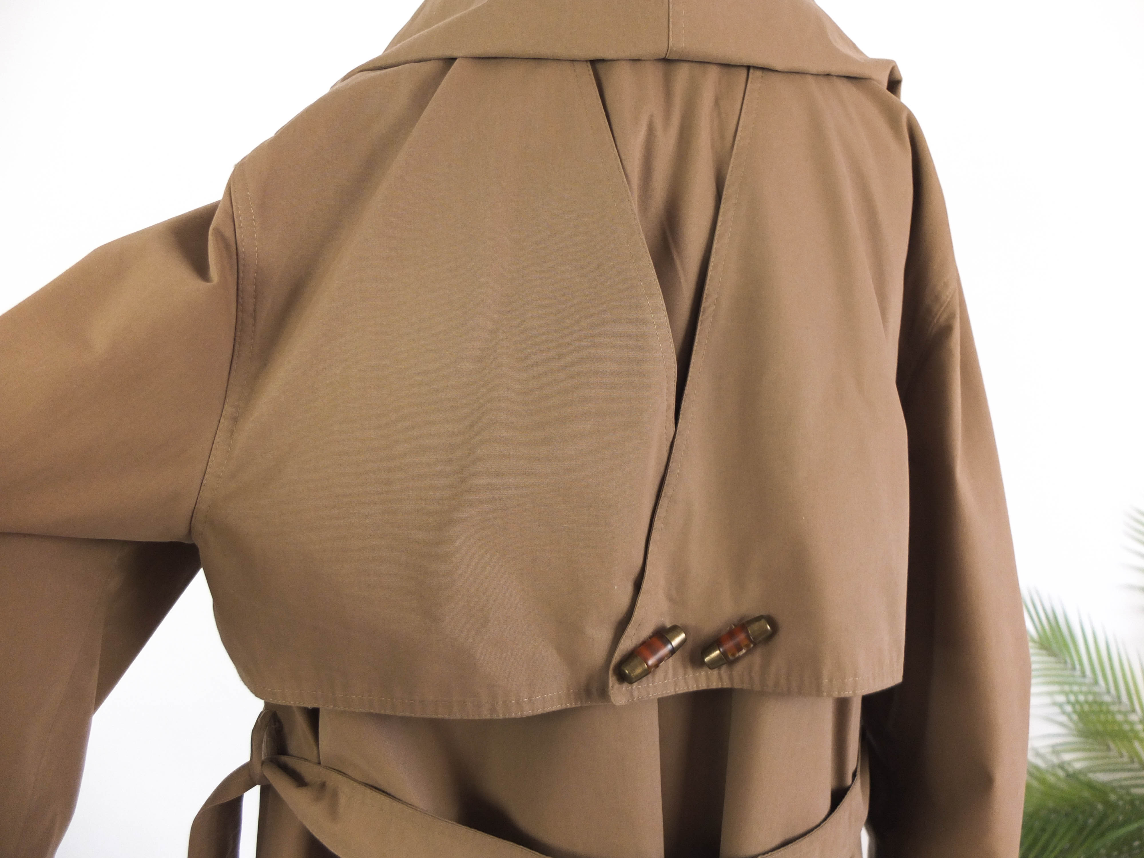 Trench marron vintage de los 80s con capucha RebecaVintageShop