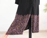 Vestido negro de botones vintage con bajo estampado paisley RebecaVintageShop