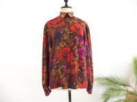 Blusa de flores con manga abullonada vintage 80s RebecaVintageShop