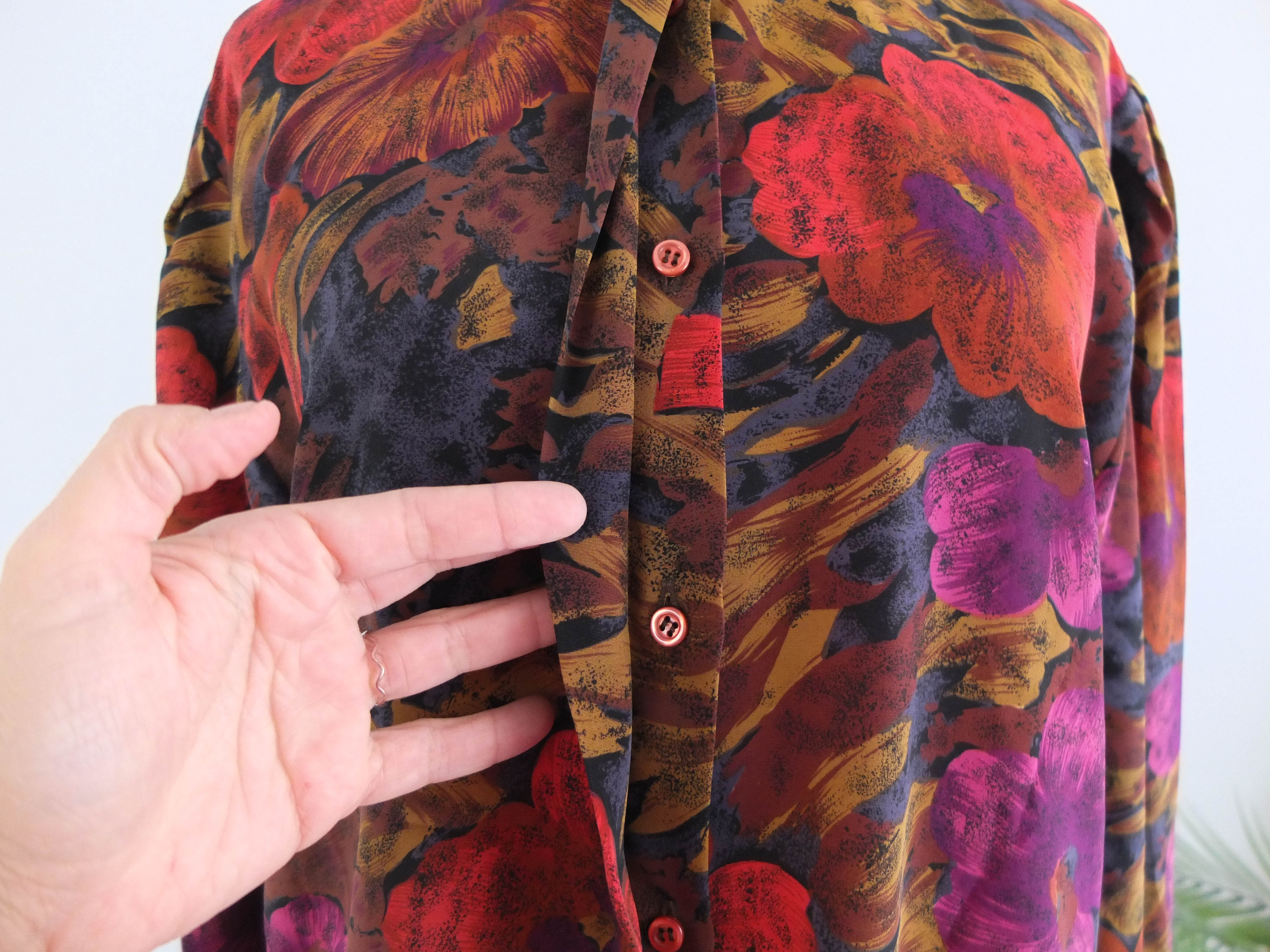 Blusa de flores con manga abullonada vintage 80s RebecaVintageShop