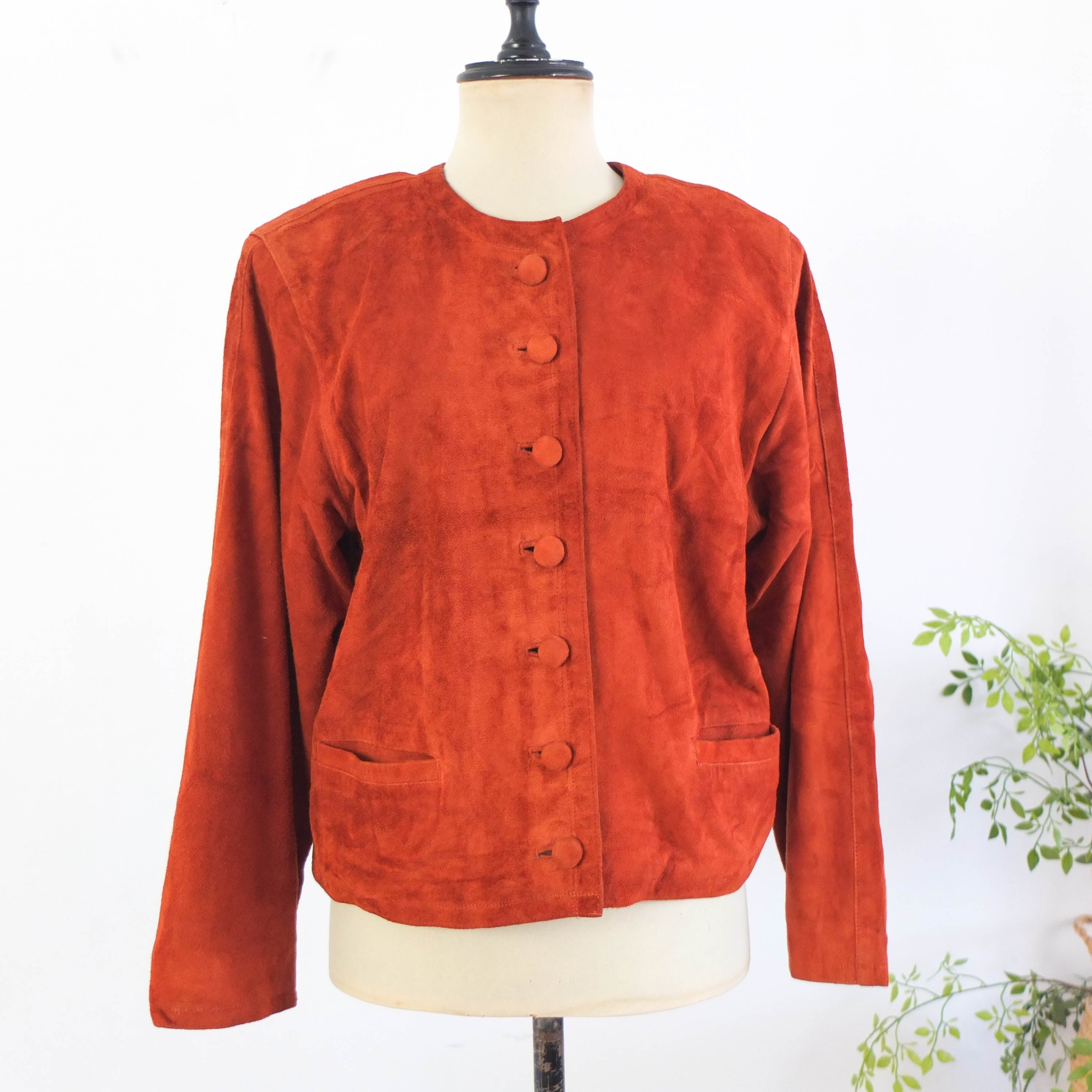 Vintage 80s brown suede jacket - Size L RebecaVintageShop