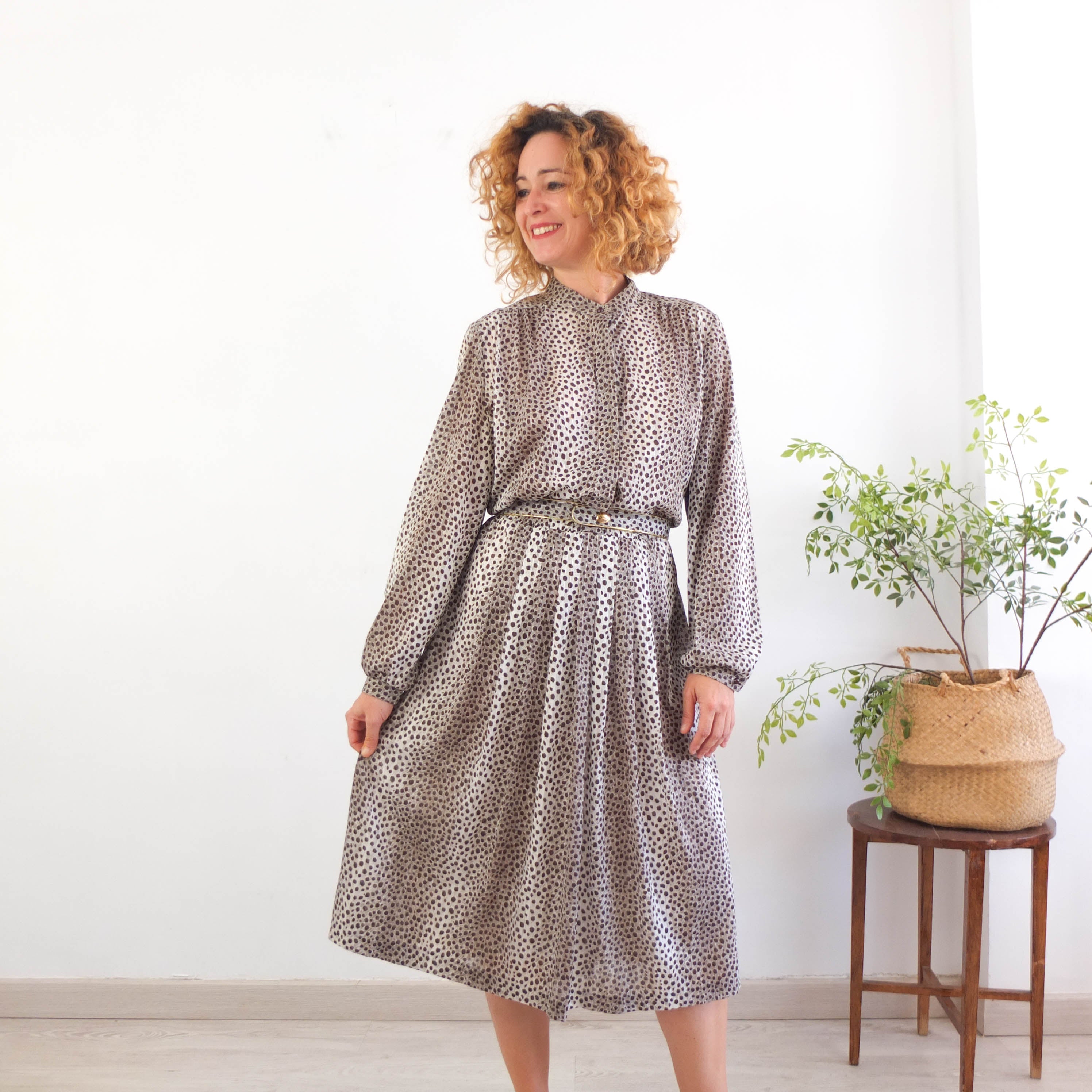 Vintage 80s animal print maxi dress - Size 2XL