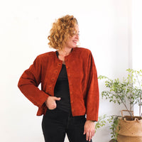 Vintage 80s brown suede jacket - Size L RebecaVintageShop