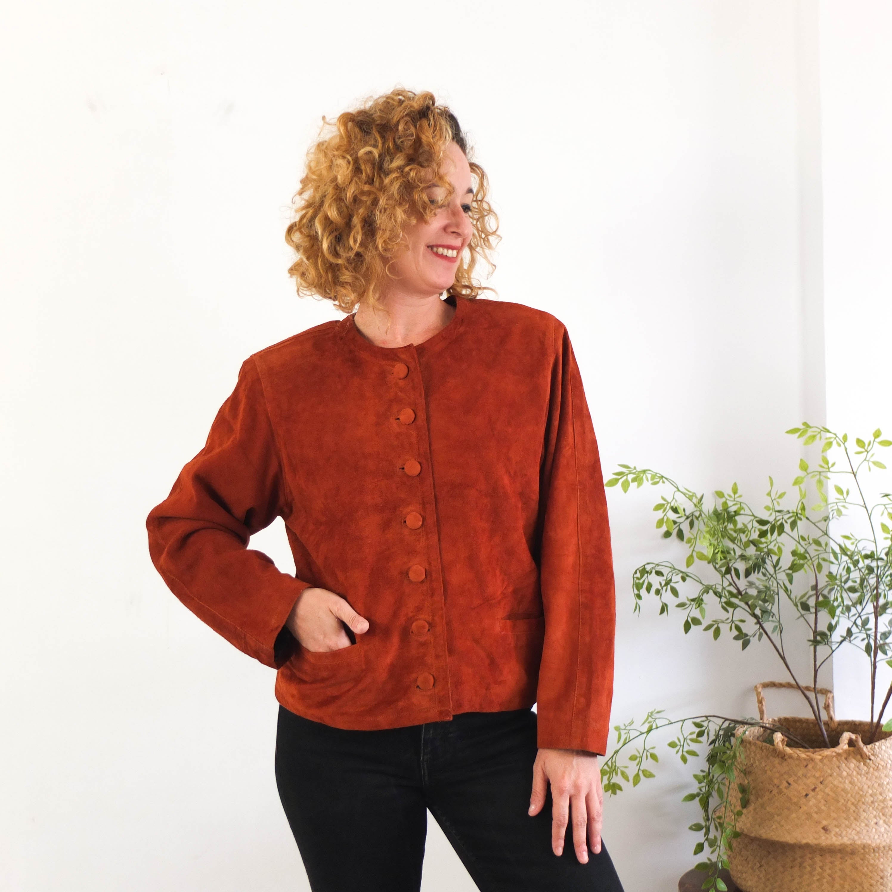 Vintage 80s brown suede jacket - Size L