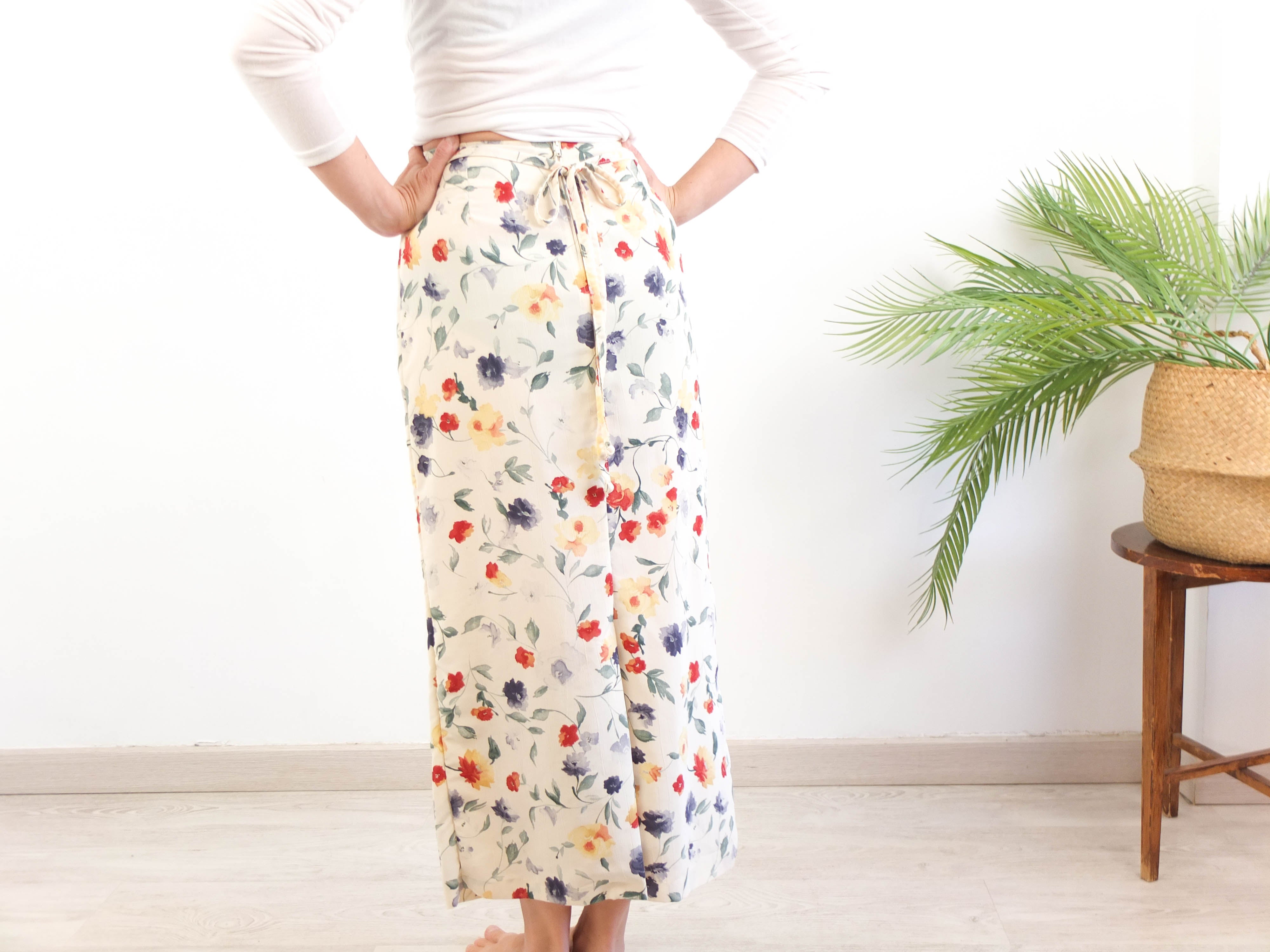 Falda larga de flores vintage 90s - Talla M