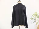 Vintage 80s Black Ruffled Blouse with Puff Sleeve - Size XL RebecaVintageShop