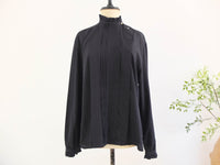 Vintage 80s Black Ruffled Blouse with Puff Sleeve - Size XL RebecaVintageShop