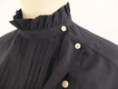 Vintage 80s Black Ruffled Blouse with Puff Sleeve - Size XL RebecaVintageShop